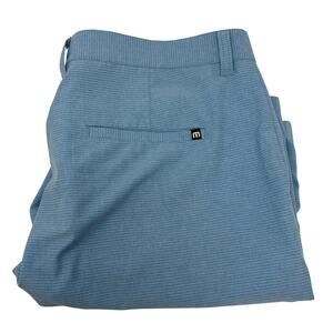 Travis Mathew Mens Sz 38 Light Blue White Striped Flat Front Golf Shorts